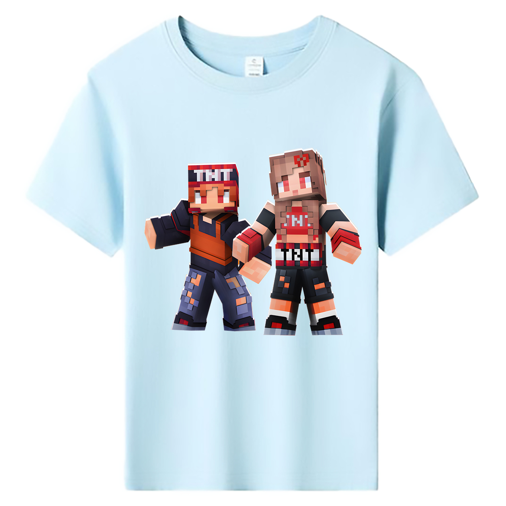 （画像用） マインクラフト ブロックの世界 Minecraft MC Block world 綿100％キッズTシャツ（フロントプリント）